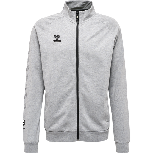 hmlMOVE GRID COTTON ZIP JACKET, GREY MELANGE, packshot