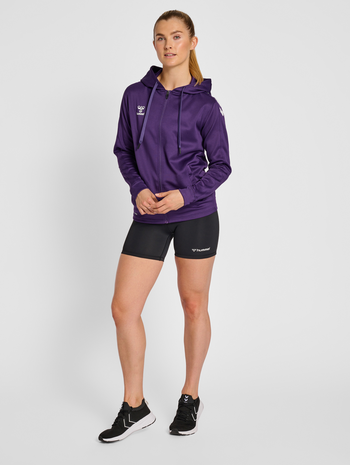 hmlCORE XK POLY ZIP HOOD SWEAT WOMA, ACAI, model