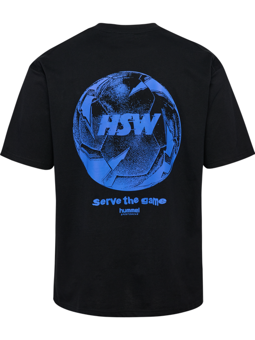 hmlLOOSE T-SHIRT S/S HSW FOOTBALL, BLACK, packshot