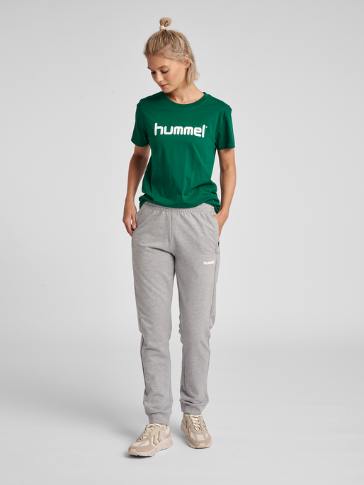HUMMEL GO COTTON LOGO T-SHIRT WOMAN S/S, EVERGREEN, model
