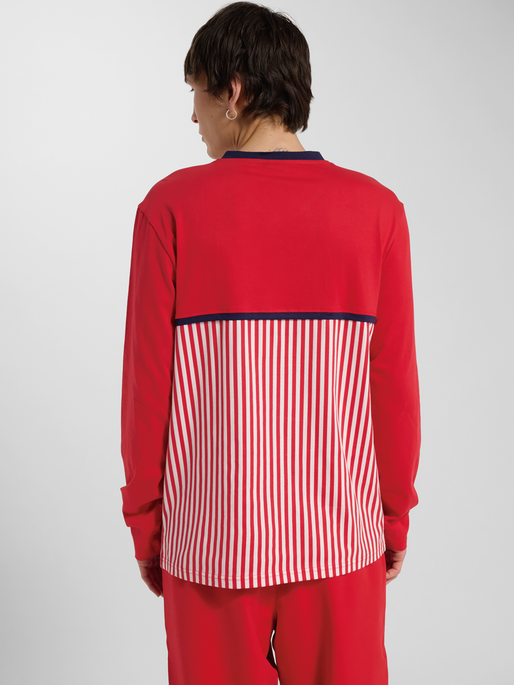 DBU 26 FAN 86 BLOCK COTTON TEE LS, TANGO RED/WHITE, model