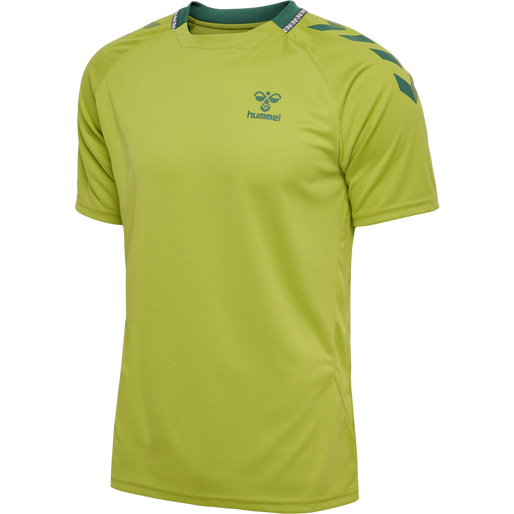 hmlONGRID POLY JERSEY S/S, DARK CITRON, packshot