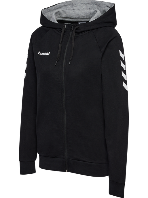 HUMMEL GO COTTON ZIP HOODIE WOMAN, BLACK, packshot