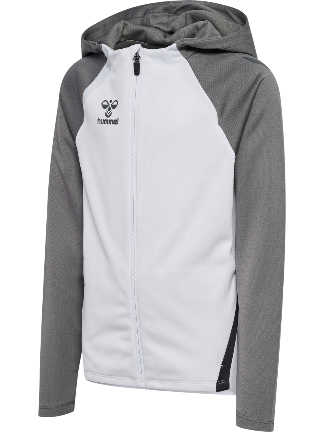 hmlLEAD 2.0 ZIP HOODIE KIDS, WHITE/STEEL GRAY, packshot
