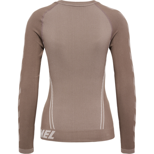 hmlTE CHRISTEL SEAMLESS T-SHIRT L/S, CHATEAU GRAY/DRIFTWOOD MELANGE, packshot