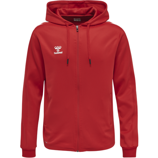 hmlCORE XK POLY ZIP HOOD SWEAT, TRUE RED, packshot