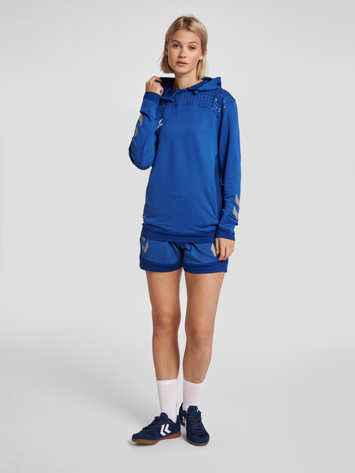 hmlLEAD WOMEN POLY HOODIE, TRUE BLUE, model
