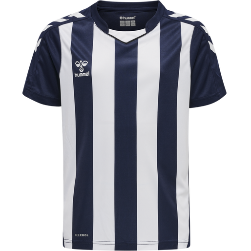 hmlCORE XK STRIPED JERSEY S/S KIDS, MARINE/WHITE, packshot