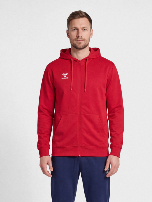 hmlGO 2.0 ZIP HOODIE, TRUE RED, model