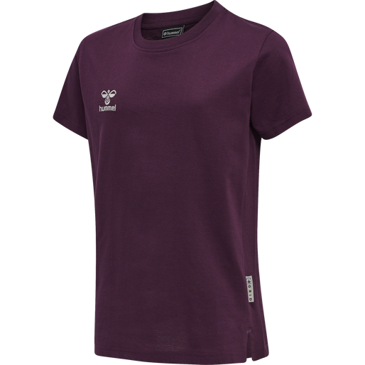 hmlMOVE GRID COTTON T-SHIRT S/S KID, GRAPE WINE, packshot