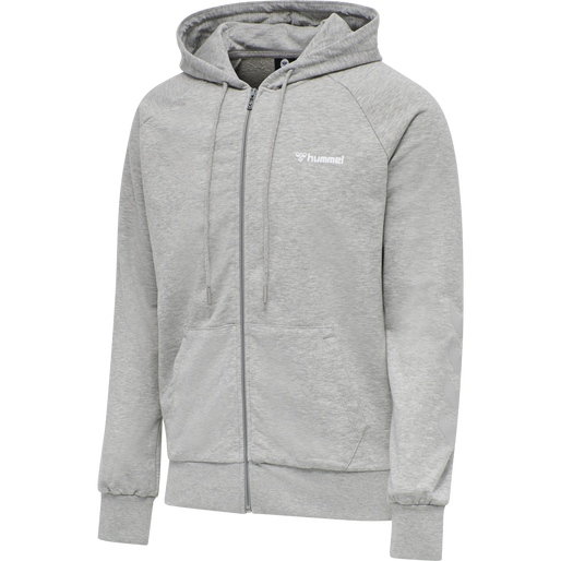 hmlISAM ZIP HOODIE, GREY MELANGE, packshot