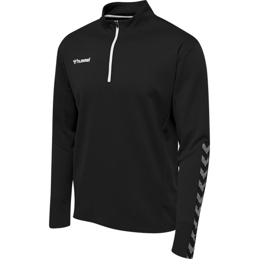 hmlAUTHENTIC HALF ZIP SWEATSHIRT, BLACK, packshot