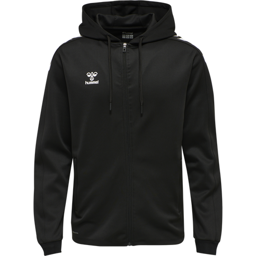 hmlCORE XK POLY ZIP HOOD SWEAT, BLACK/BLACK, packshot