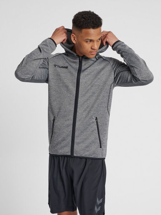 hmlAUTHENTIC PRO ZIP HOODIE, GREY MELANGE, model