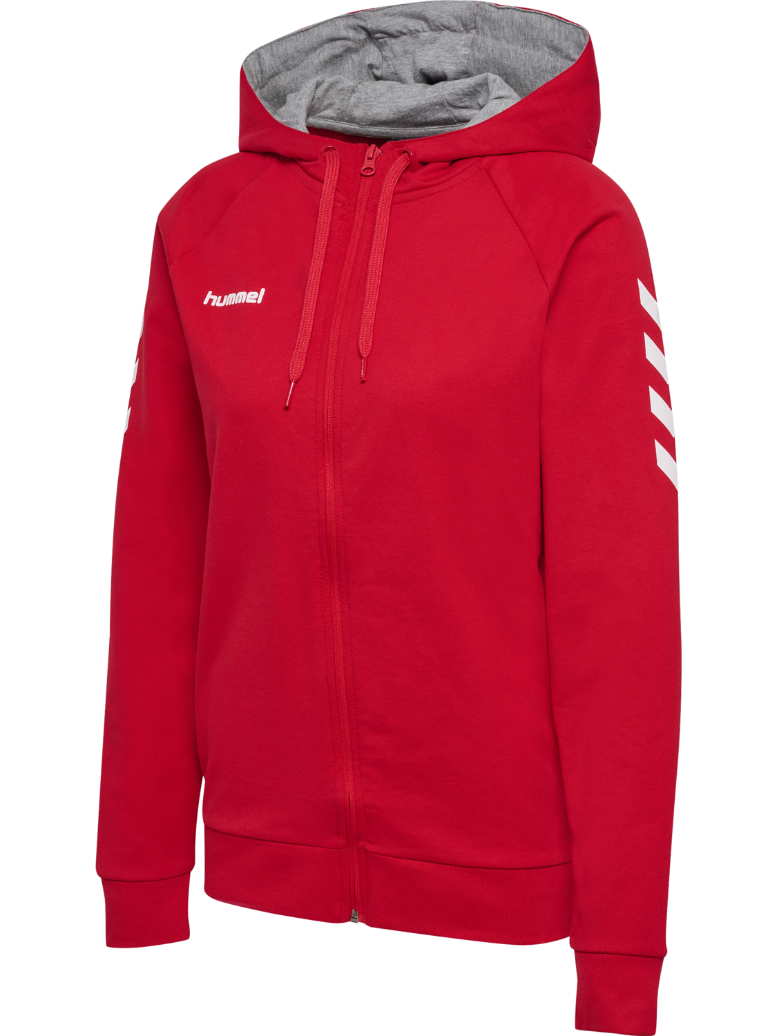 HUMMEL GO COTTON ZIP HOODIE WOMAN, TRUE RED, packshot