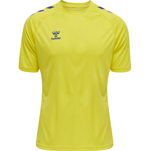 hmlCORE XK CORE POLY T-SHIRT S/S, BLAZING YELLOW/TRUE BLUE, packshot