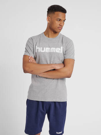 HUMMEL GO COTTON LOGO T-SHIRT S/S, GREY MELANGE, model
