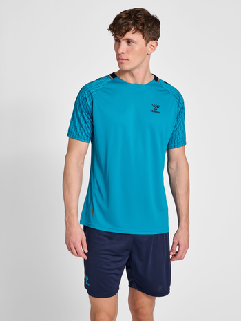 hmlONGRID POLY JERSEY S/S, ATOMIC BLUE, model