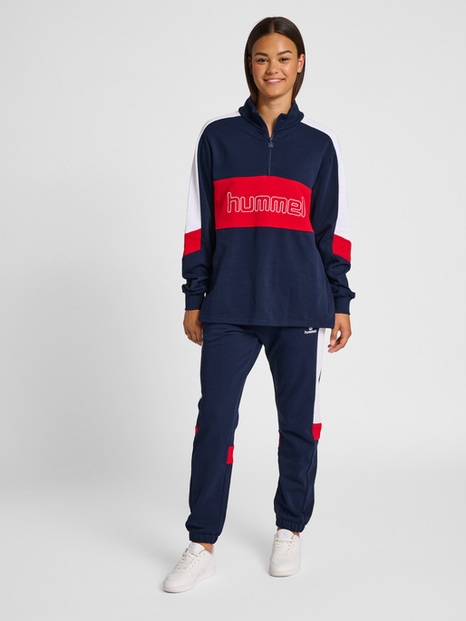 hmlIC CLAUDE HALF ZIP SWEATSHIRT, PEACOAT, model