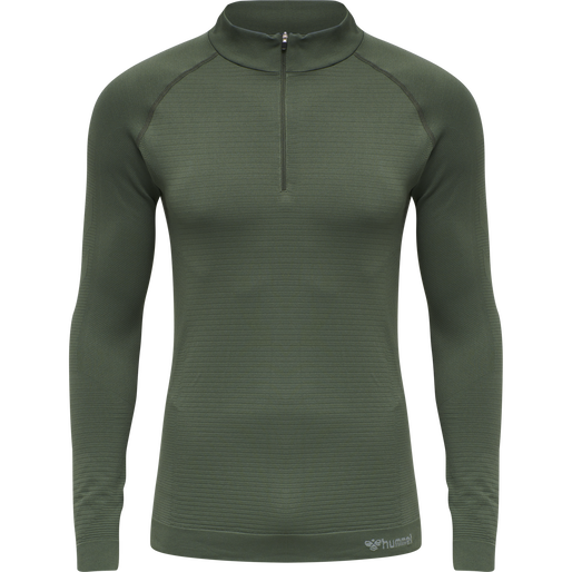 hmlSTROKE SEAMLESS HALF ZIP, THYME, packshot