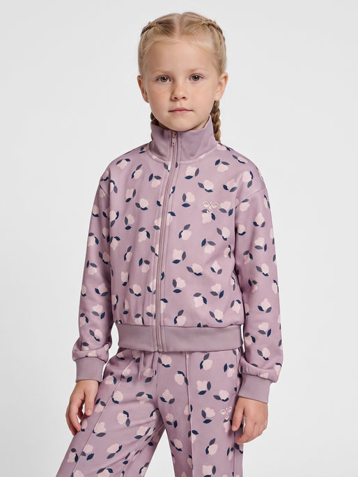 hmlJR REG POLY GYM ZIP JACKET, SEA FOG, model