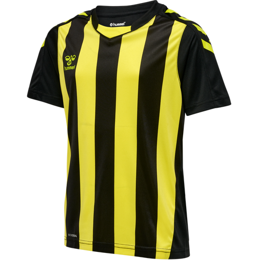 hmlCORE XK STRIPED JERSEY S/S KIDS, BLACK/BLAZING YELLOW hmlCORE XK STRIPED JERSEY S/S KIDS, BLACK/BLAZING YELLOW, packshot