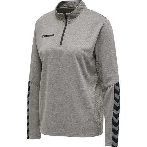 hmlAUTHENTIC HALF ZIP SWEATSHIRT WO, GREY MELANGE, packshot