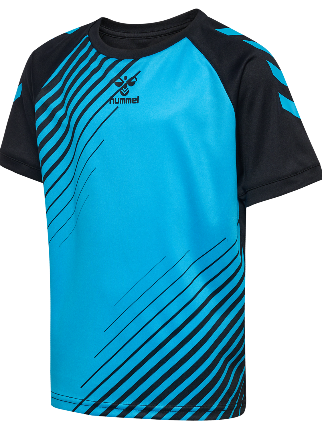 hmlGRAPHIC UNIVERSE JERSEY S/S KIDS, BLACK/NEON BLUE, packshot