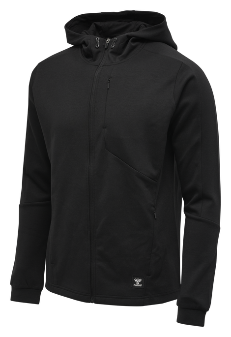 hmlTROPPER ZIP HOODIE, BLACK, packshot