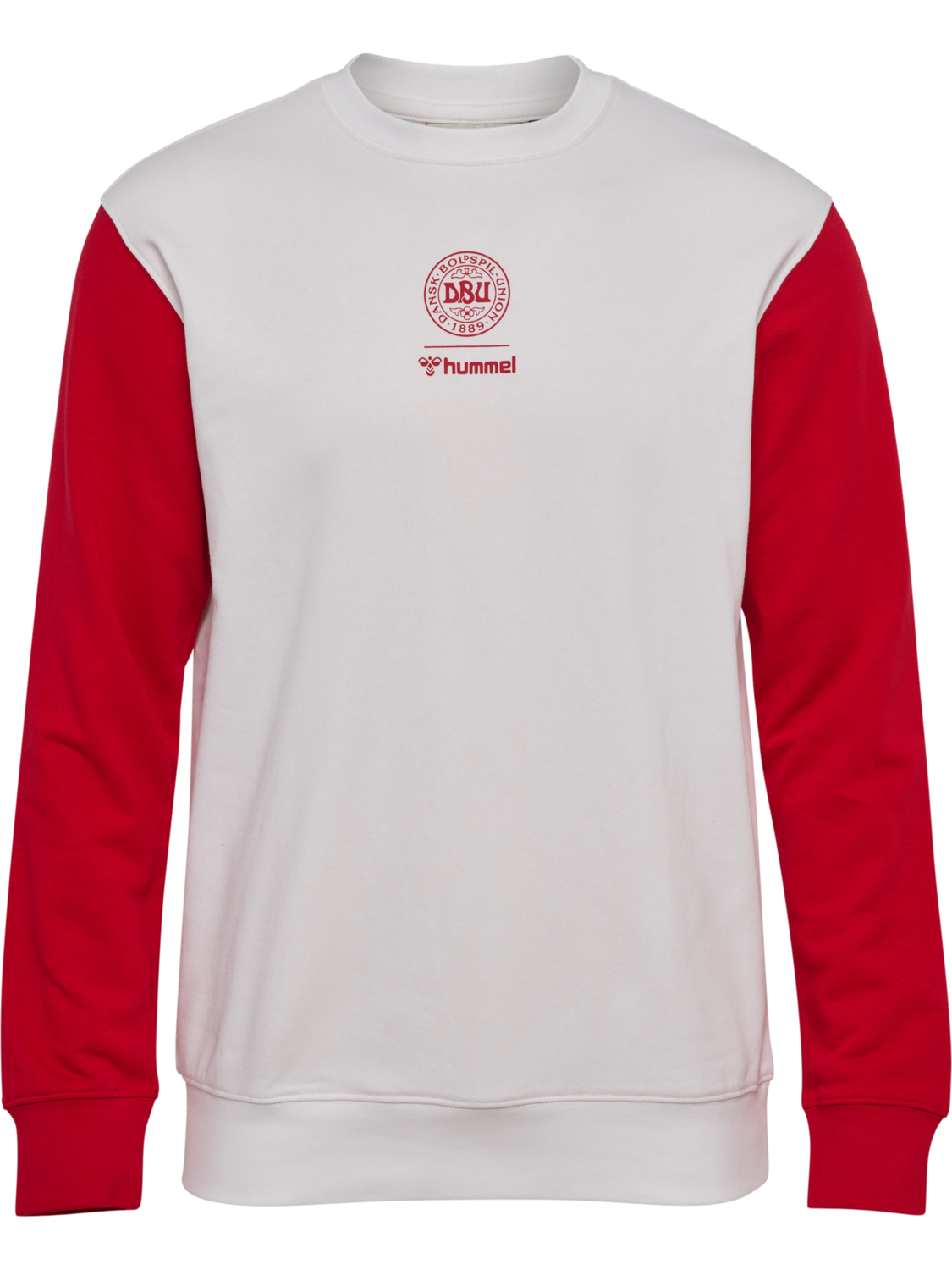 DBU 26 FAN RED-WHITE CREW NECK, WHITE/TANGO RED, packshot