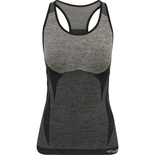hmlCLEA SEAMLESS TOP, CHATEAU GRAY/BLACK MELANGE, packshot