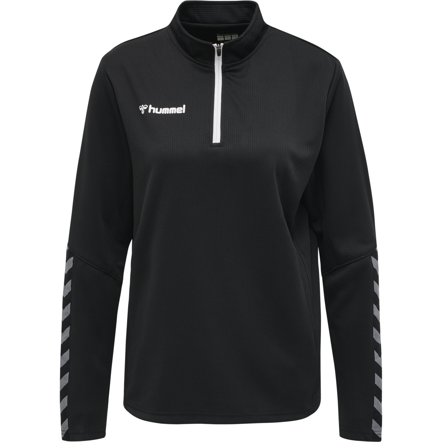 hmlAUTHENTIC HALF ZIP SWEATSHIRT WOMAN, BLACK/WHITE, packshot