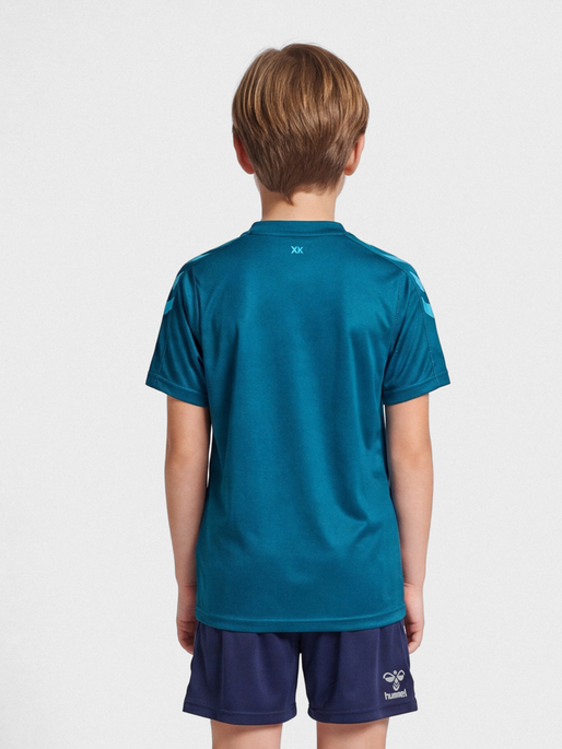 hmlCORE XK STRIPED JERSEY S/S KIDS, BLUE CORAL/BLUE DANUBE, model