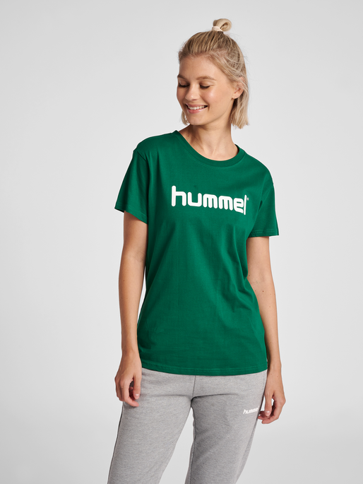HUMMEL GO COTTON LOGO T-SHIRT WOMAN S/S, EVERGREEN, model