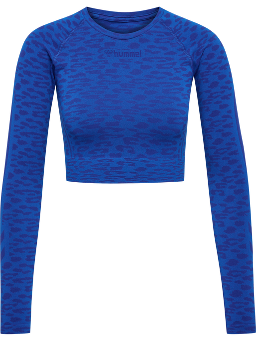 hmlMT LEO SEAMLESS CROP T-SHIRT L/S, OLYMPIAN BLUE/SODALITE BLUE ME, packshot