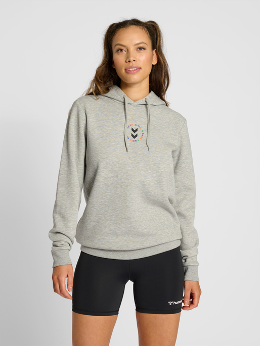 hmlEVERYTHING NOTHING HOODIE, GREY MELANGE, model