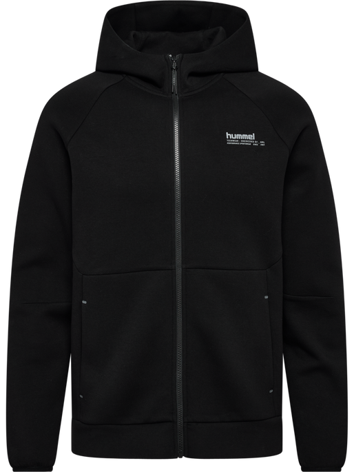 hmlTECH FLEECE REGULAR ZIP HOODIE, BLACK hmlTECH FLEECE REGULAR ZIP HOODIE, BLACK, packshot