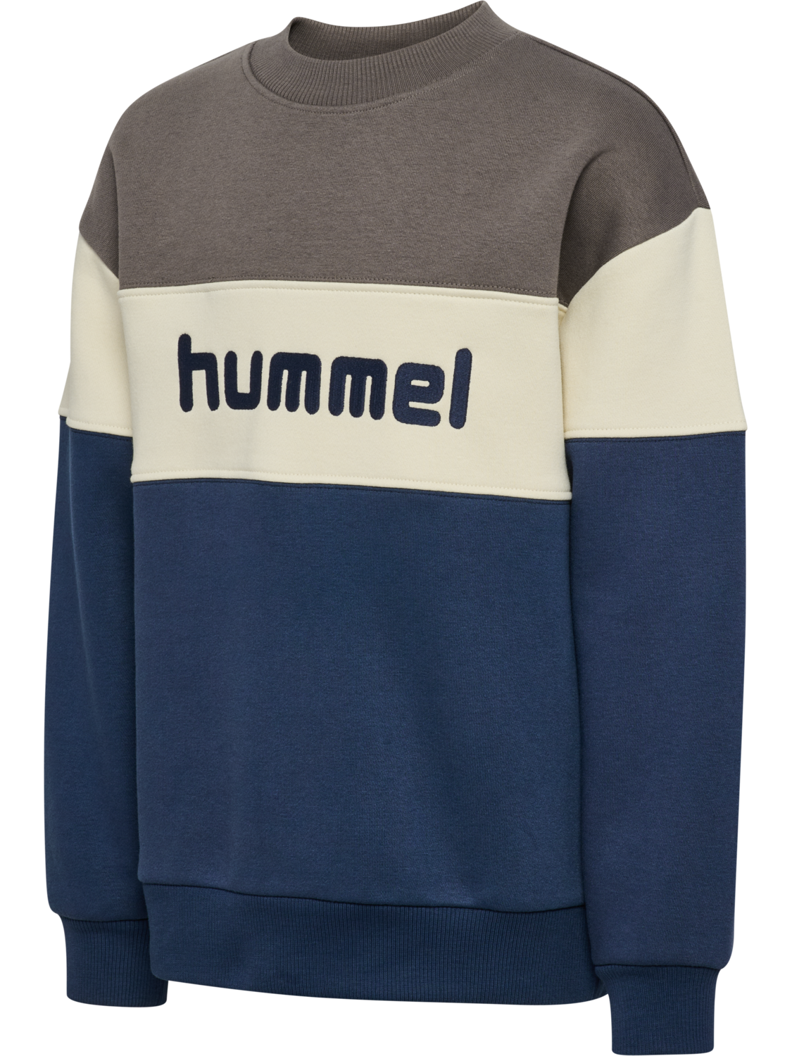 hmlJR LOOSE BLOCK CREWNECK, DARK GULL GRAY, packshot