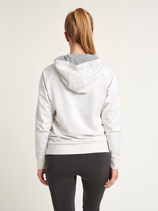 HUMMEL GO COTTON HOODIE WOMAN, EGRET MELANGE, model