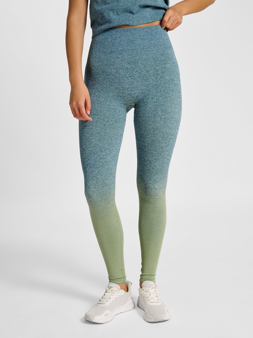hmlYOGA SEAMLESS GRADIENT HW TIGHTS, BALSAM/FROSTY GREEN, model