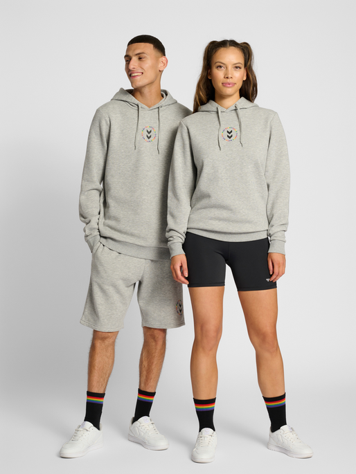 hmlEVERYTHING NOTHING HOODIE, GREY MELANGE, model