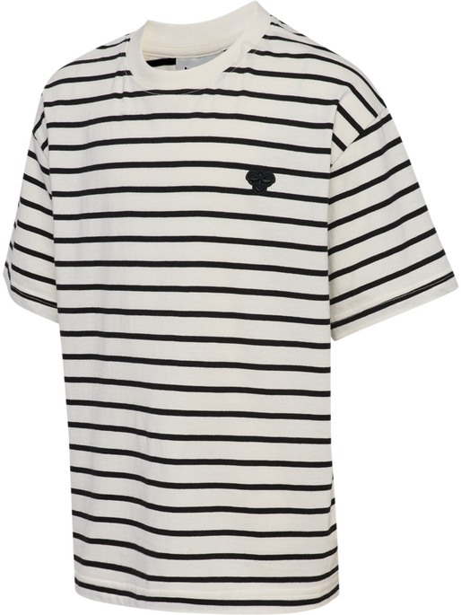 hmlJR LOOSE STRIPED T-SHIRT S/S BEE, TOFU hmlJR LOOSE STRIPED T-SHIRT S/S BEE, TOFU, packshot