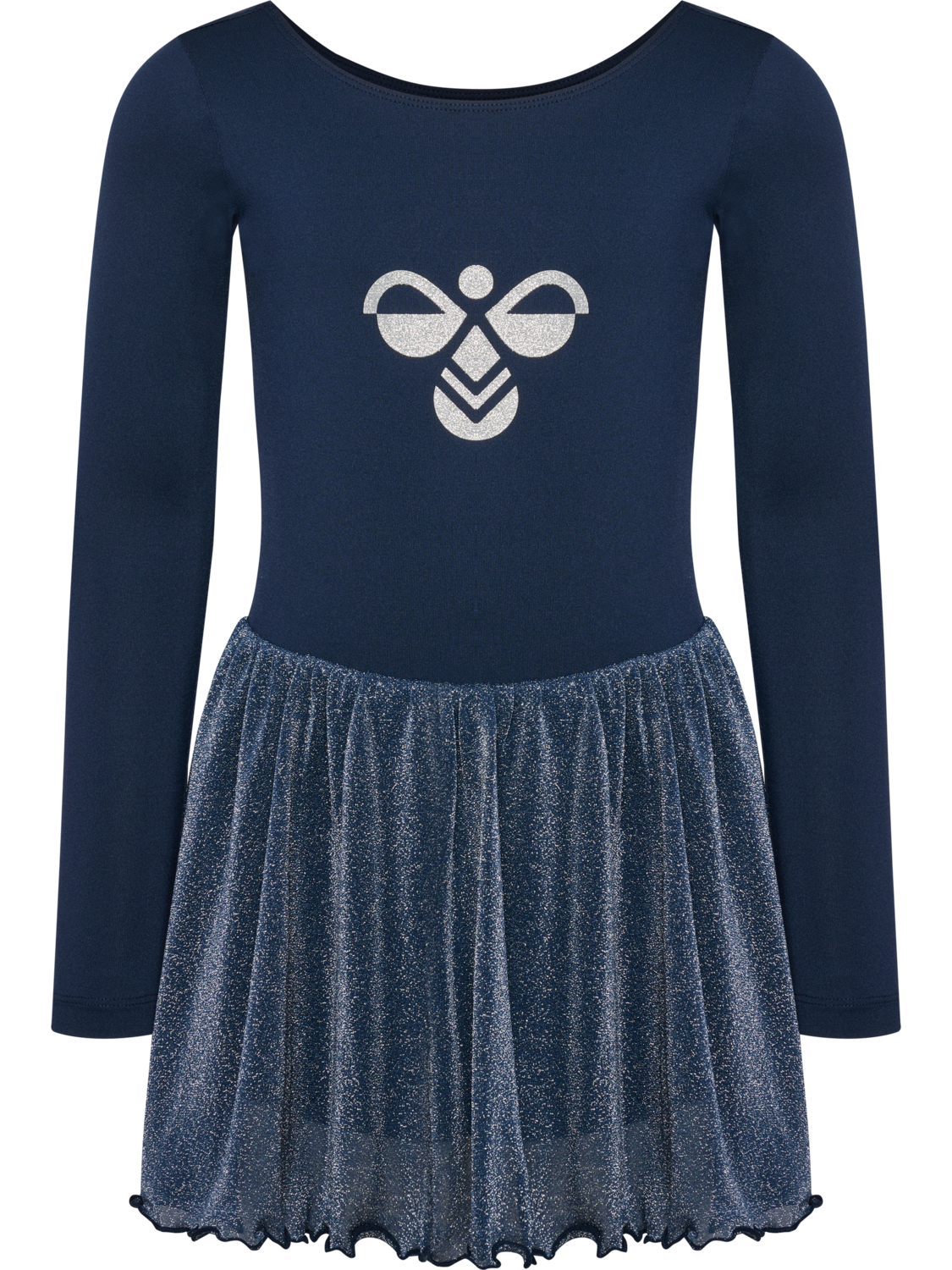 hmlJR GLITTER TIGHTS GYMSUIT L/S, DRESS BLUES, packshot