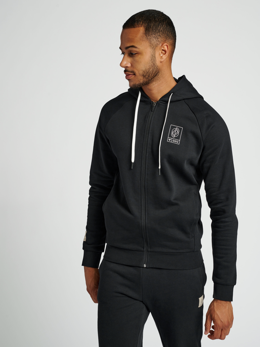 hmlGG12 SWEAT ZIP HOODIE, BLACK, model