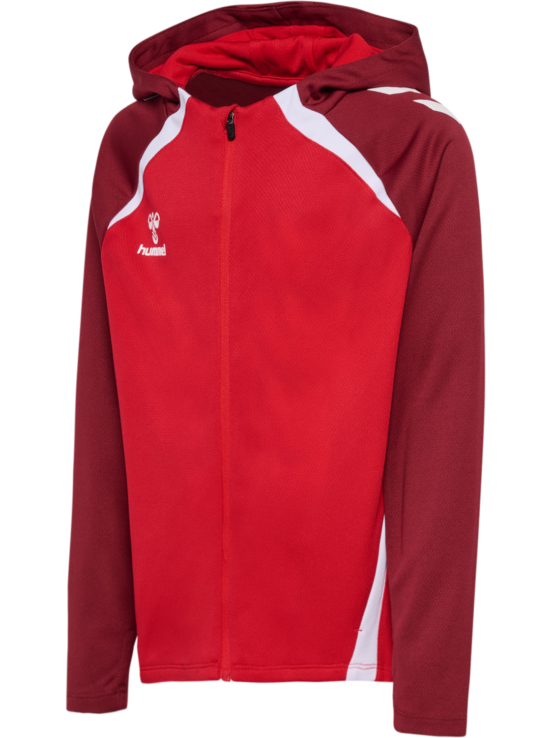 hmlLEAD 2.0 ZIP HOODIE KIDS, TRUE RED/MAROON, packshot