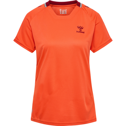 hmlONGRID POLY JERSEY S/S WO, NASTURTIUM/RHUBARB, packshot
