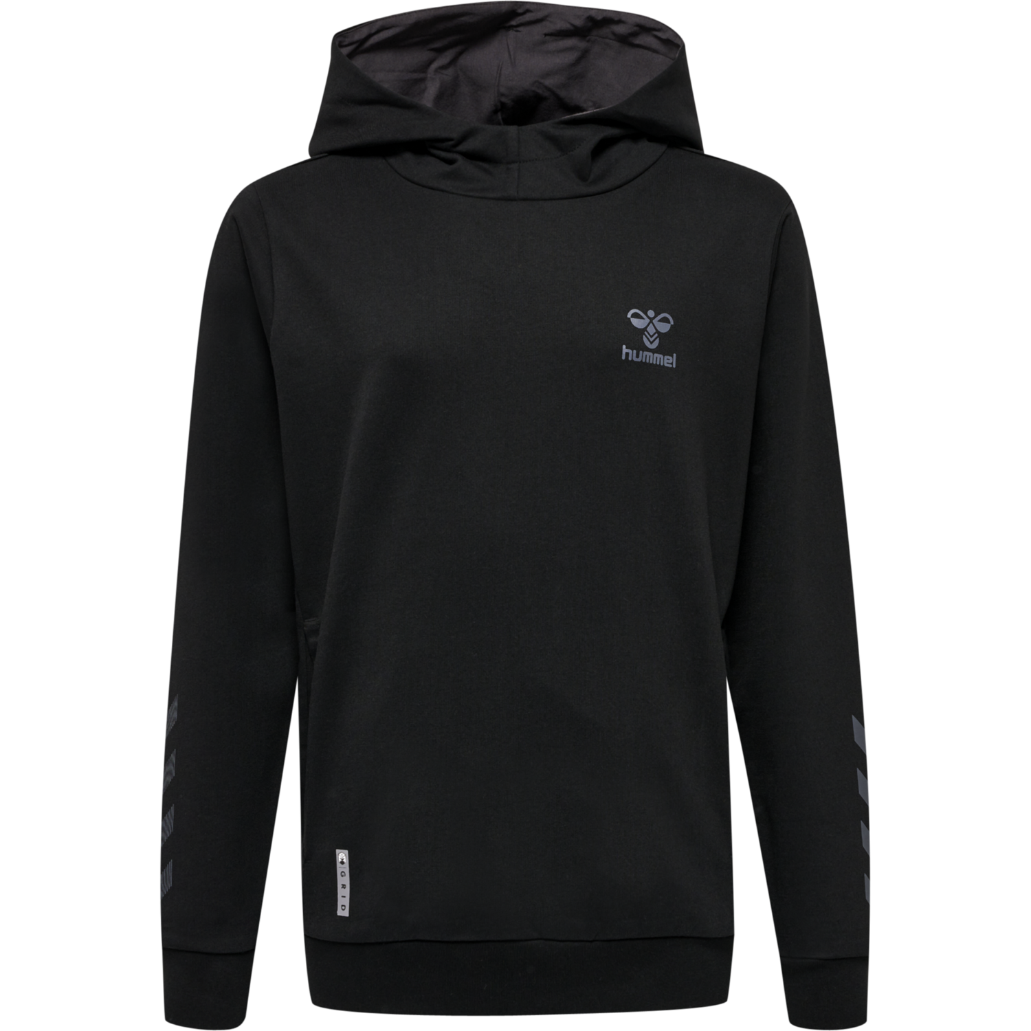 hmlOFFGRID COTTON HOODIE KIDS, JET BLACK/FORGED IRON, packshot