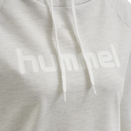 HUMMEL GO COTTON LOGO HOODIE WOMAN, EGRET MELANGE, packshot