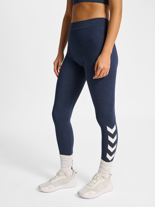 hmlPULSE LOGO MW TIGHTS, DRESS BLUE MELANGE, model