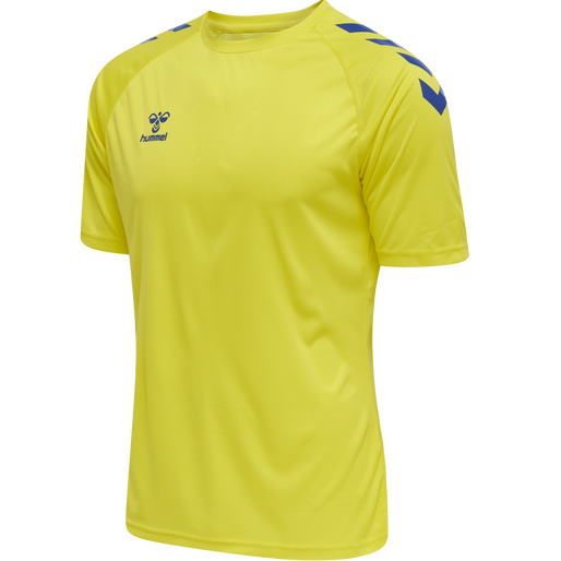 hmlCORE XK CORE POLY T-SHIRT S/S, BLAZING YELLOW/TRUE BLUE, packshot